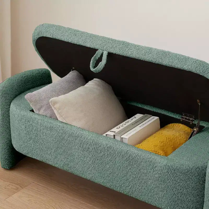 TUYOHW Oval Storage Bench with Large Storage Space, Contemporary Bench Modern Bench for Living Room and Bedroom