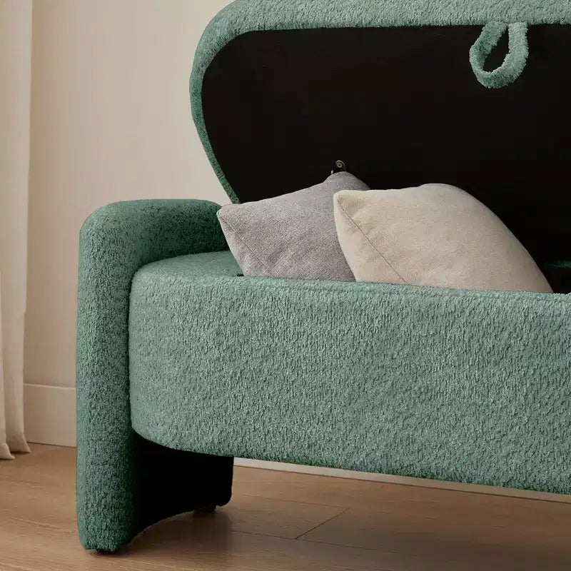 TUYOHW Oval Storage Bench with Large Storage Space, Contemporary Bench Modern Bench for Living Room and Bedroom