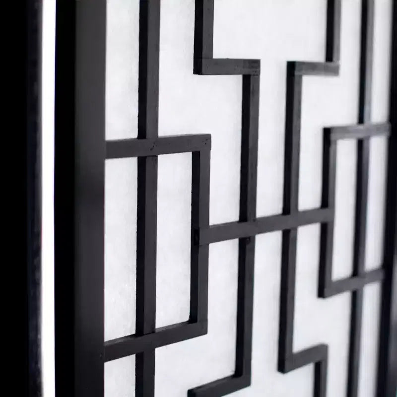 MAYEERTY 3 Panel Room Divider Screen Windopane Design Black for Home