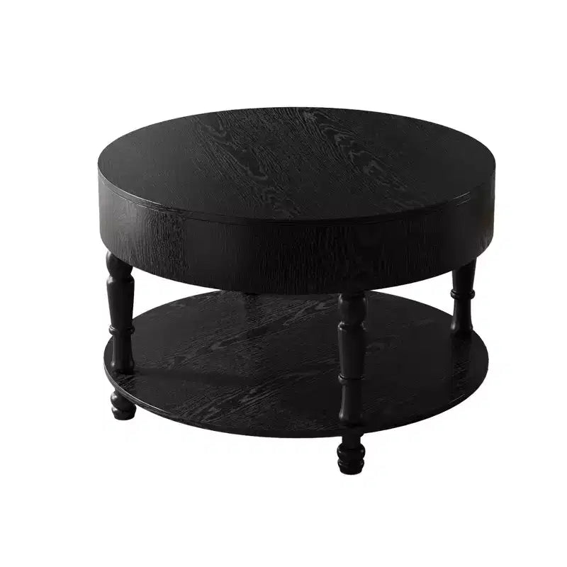 GDFStudio Navia Table Basse Ronde Moderne en Bois de 31 po avec Rangement et Étagère