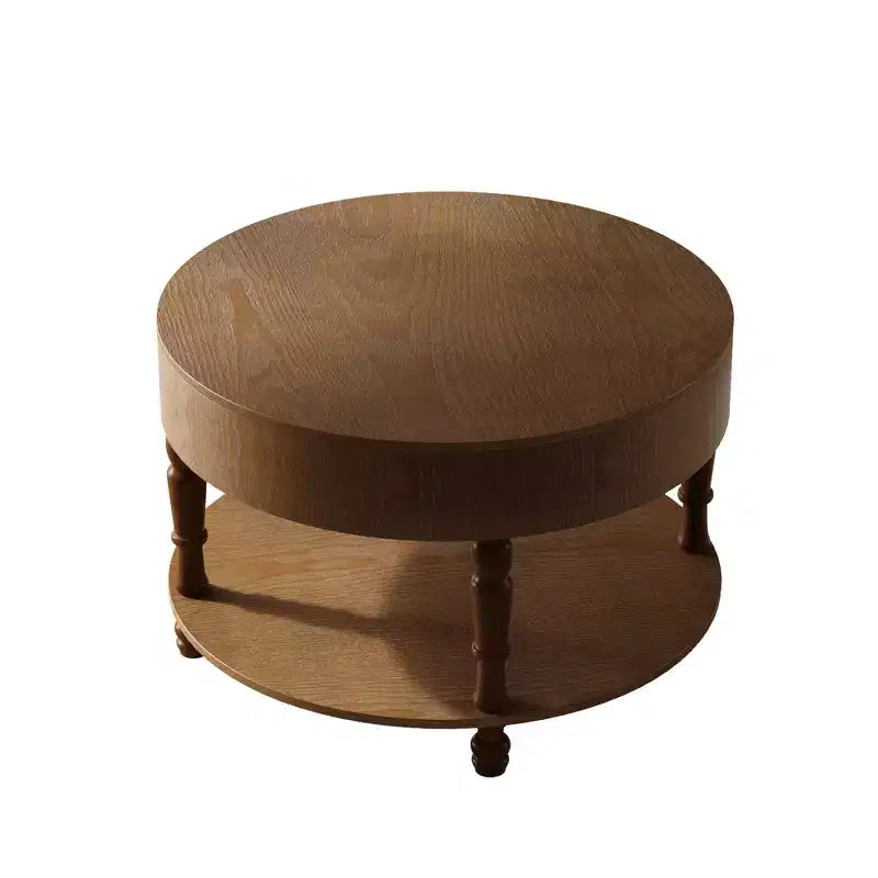 GDFStudio Navia Table Basse Ronde Moderne en Bois de 31 po avec Rangement et Étagère