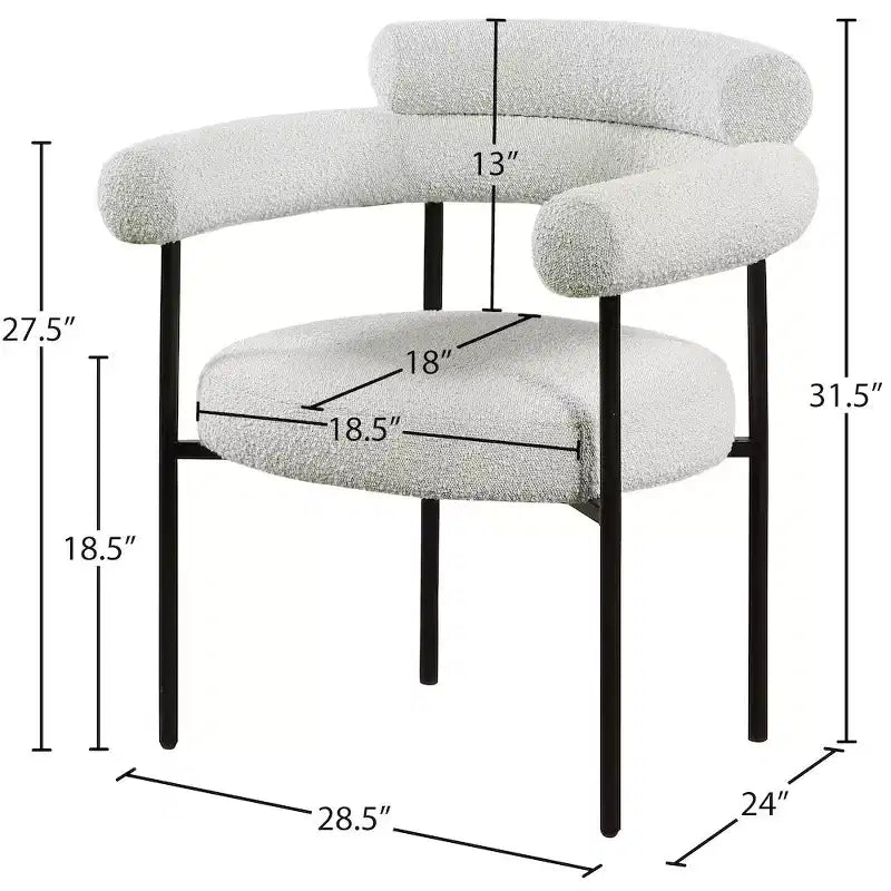 Meridian Furniture,Blake Boucle Fabric Dining Chair, Set of 2