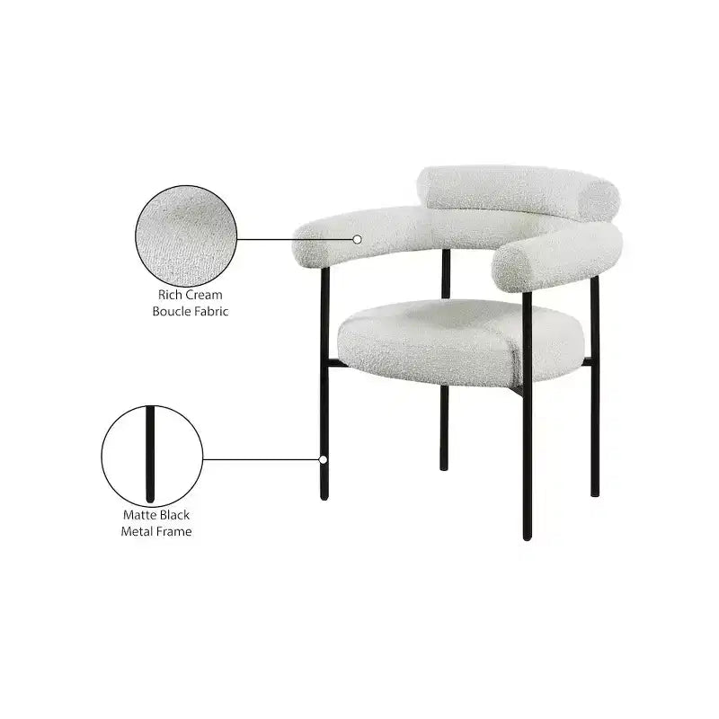 Meridian Furniture,Blake Boucle Fabric Dining Chair, Set of 2