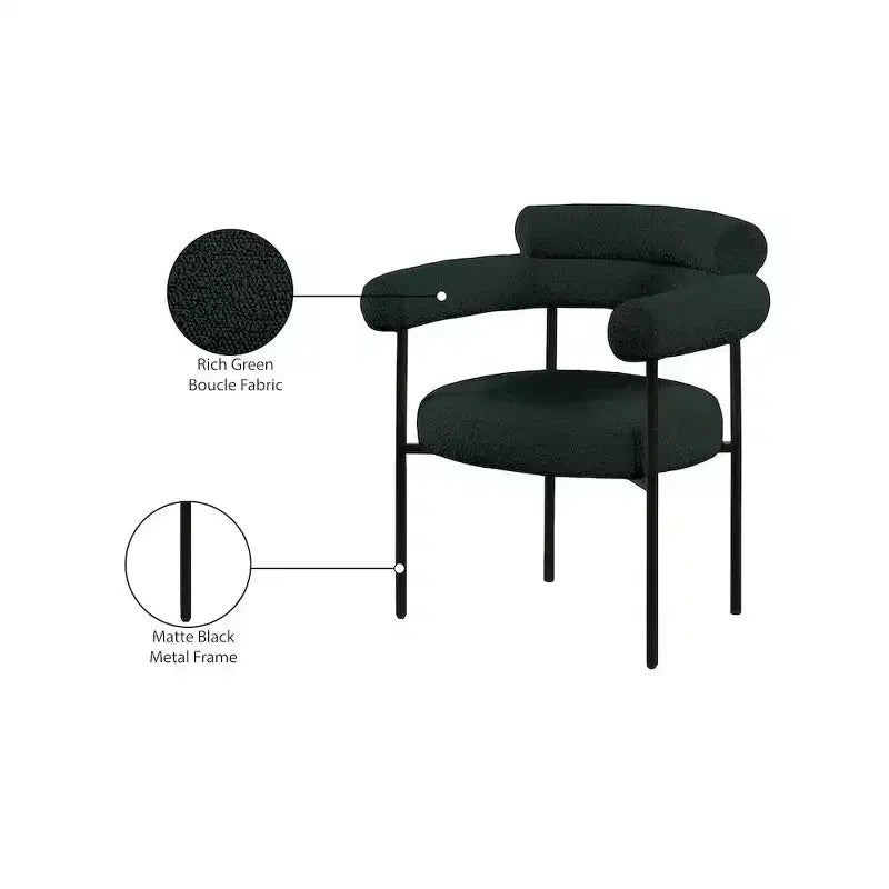 Meridian Furniture,Blake Boucle Fabric Dining Chair, Set of 2
