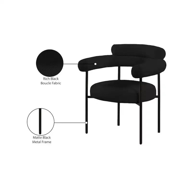 Meridian Furniture,Blake Boucle Fabric Dining Chair, Set of 2