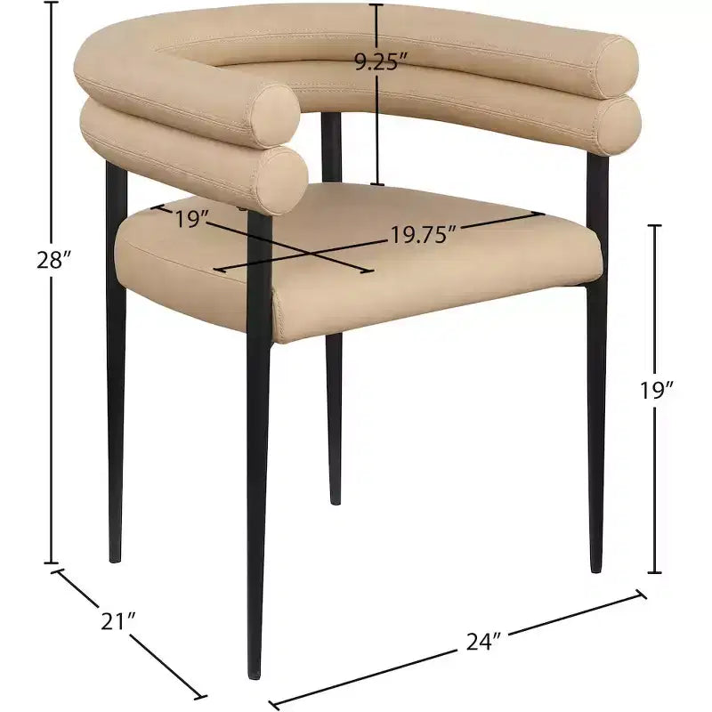 Meridian Furniture,Lavina Tan Vegan Leather Dining Chair, Set of 2