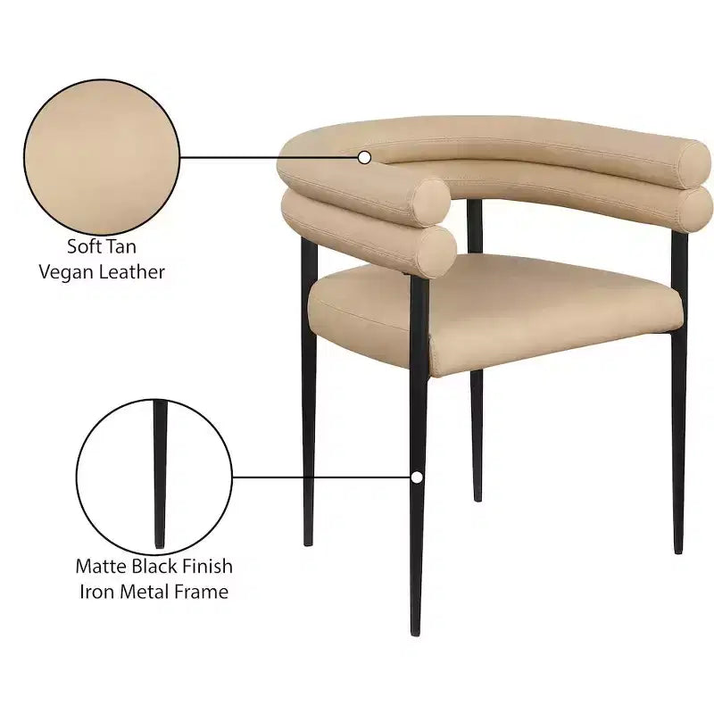 Meridian Furniture,Lavina Tan Vegan Leather Dining Chair, Set of 2