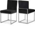 Meridian Furniture,Giselle Black Velvet Dining Chair, Set of 2