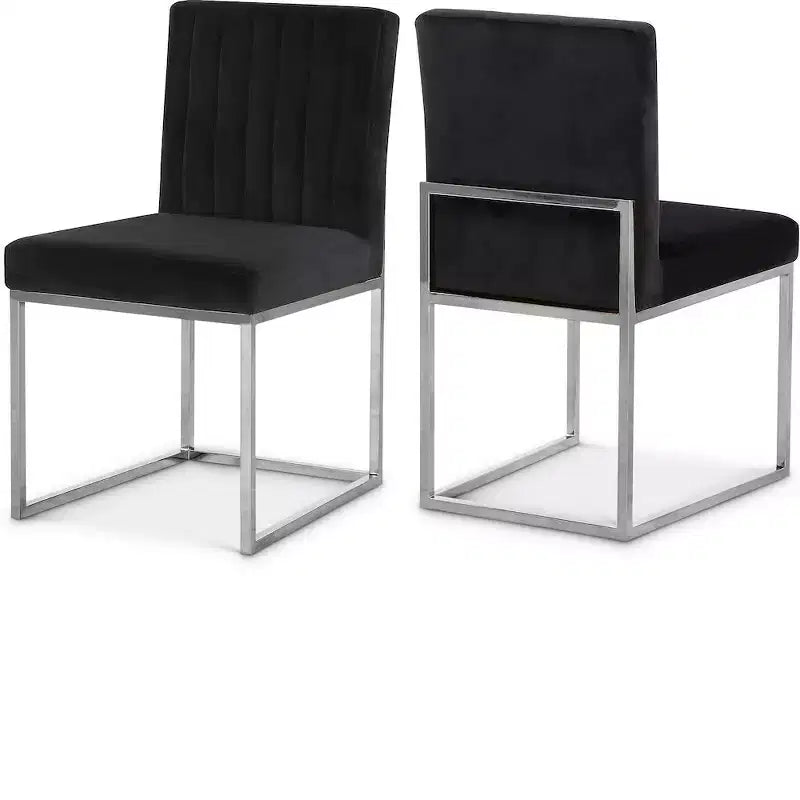 Meridian Furniture,Giselle Black Velvet Dining Chair, Set of 2