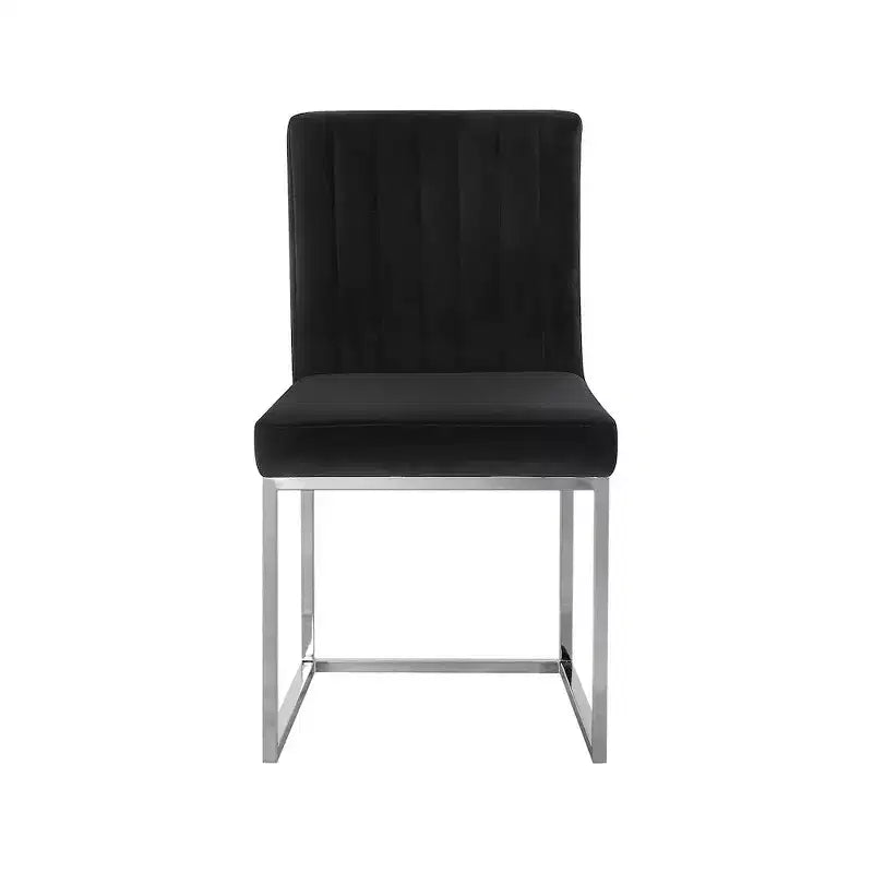 Meridian Furniture, Chaises de salle à manger en velours noir Giselle, lot de 2