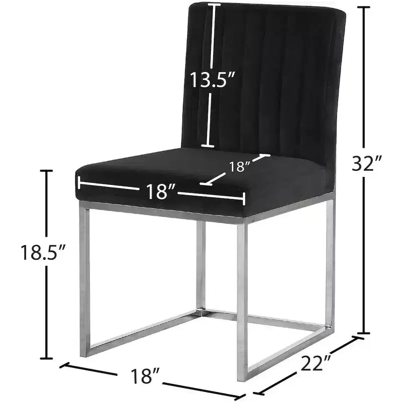 Meridian Furniture, Chaises de salle à manger en velours noir Giselle, lot de 2