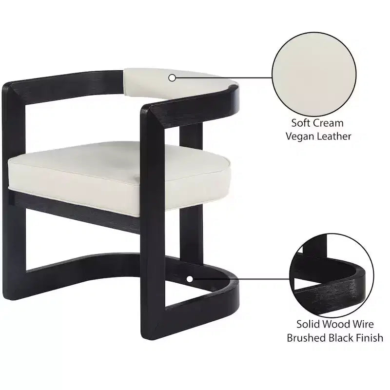Meridian Furniture,Manchester Cream Vegan Leather Dining Chair