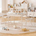 Acekool 3-Piece Folding Table and Chair Set, Square Portable Table, Soft PU Cushions, No Assembly, Space Saving, for Kitchen