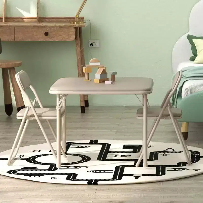 Acekool 3-Piece Folding Table and Chair Set, Square Portable Table, Soft PU Cushions, No Assembly, Space Saving, for Kitchen
