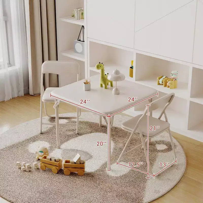 Acekool 3-Piece Folding Table and Chair Set, Square Portable Table, Soft PU Cushions, No Assembly, Space Saving, for Kitchen