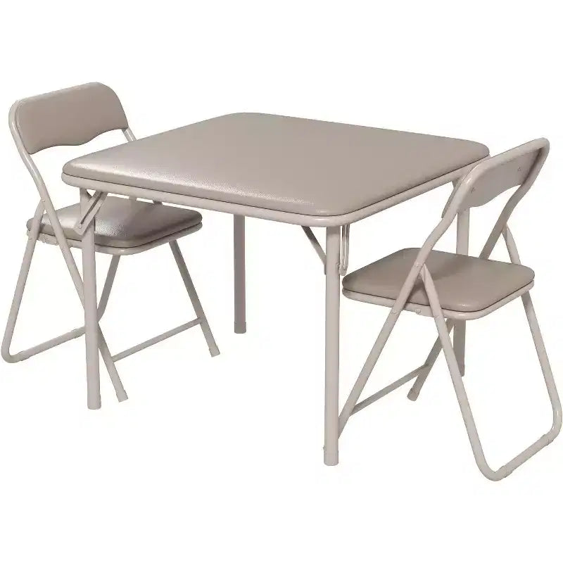 Acekool 3-Piece Folding Table and Chair Set, Square Portable Table, Soft PU Cushions, No Assembly, Space Saving, for Kitchen