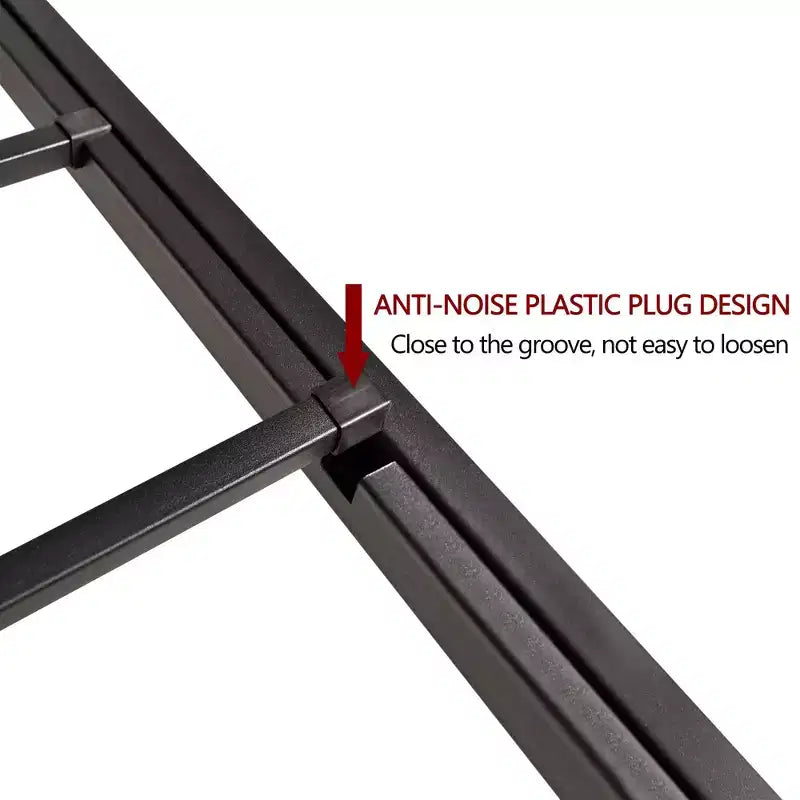 The Misty Moon Queen Size Metal Canopy Bed Frame with Headboard and Footboard Black