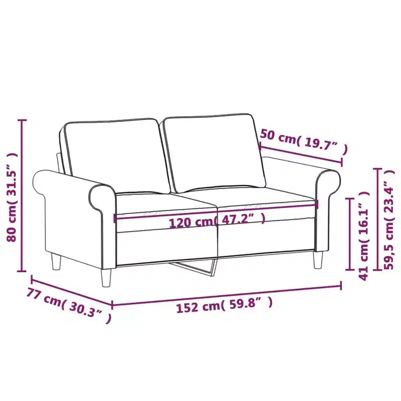vidaXL Light Gray 2-Seater Sofa - Modern Style with Durable Fabric, Sturdy Metal and Plywood Frame, Comfortable Seats, & Easy Assembly