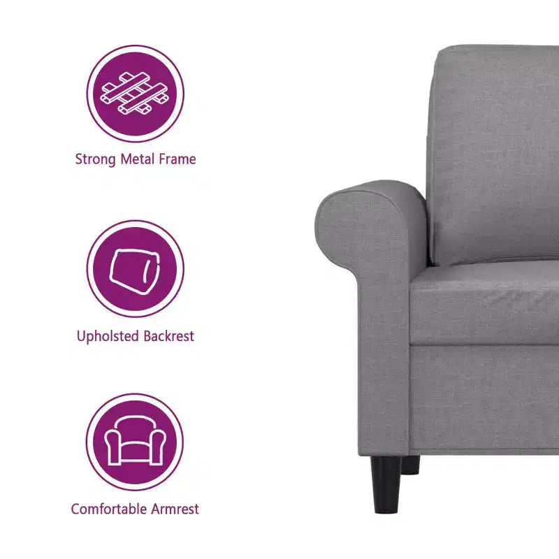 vidaXL Light Gray 2-Seater Sofa - Modern Style with Durable Fabric, Sturdy Metal and Plywood Frame, Comfortable Seats, & Easy Assembly
