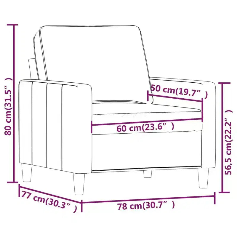 vidaXL Dark Gray Sofa Chair - Velvet Upholstered Seating with Metal Frame - Modern Design for Living Room and Office Area Comfort