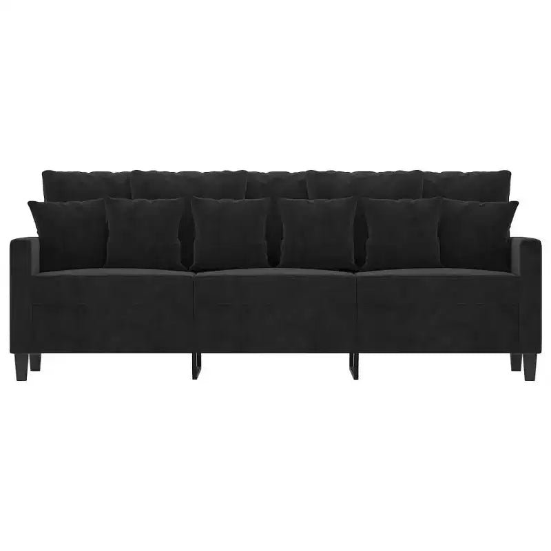 vidaXL 3-Seater Luxurious Sofa in Black Velvet with Sturdy Metal Frame - Contemporary Design for Living Room or Lounge