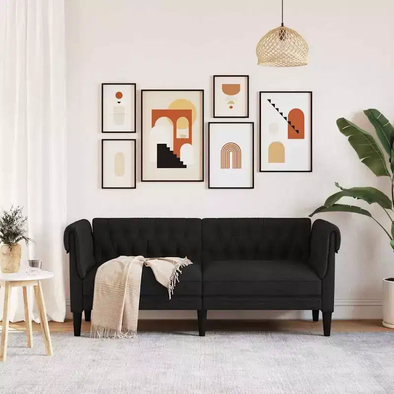 vidaXL Chesterfield Sofa Black