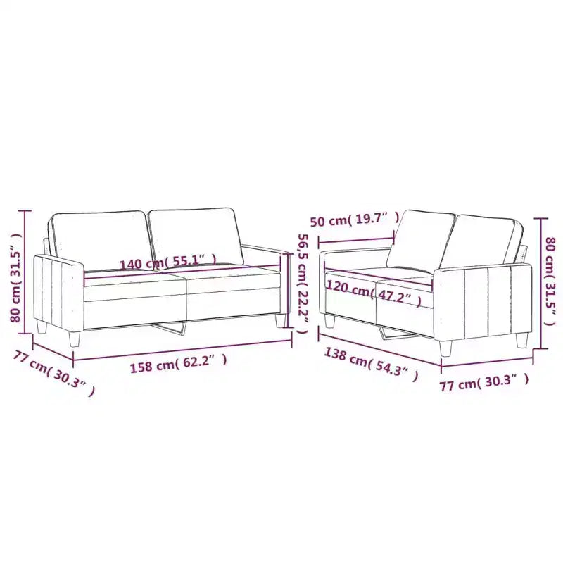 vidaXL 2 Piece Sofa Set in Plush Black Velvet with Comfortable Cushions - Lounge Seating for Living Room or Office Space