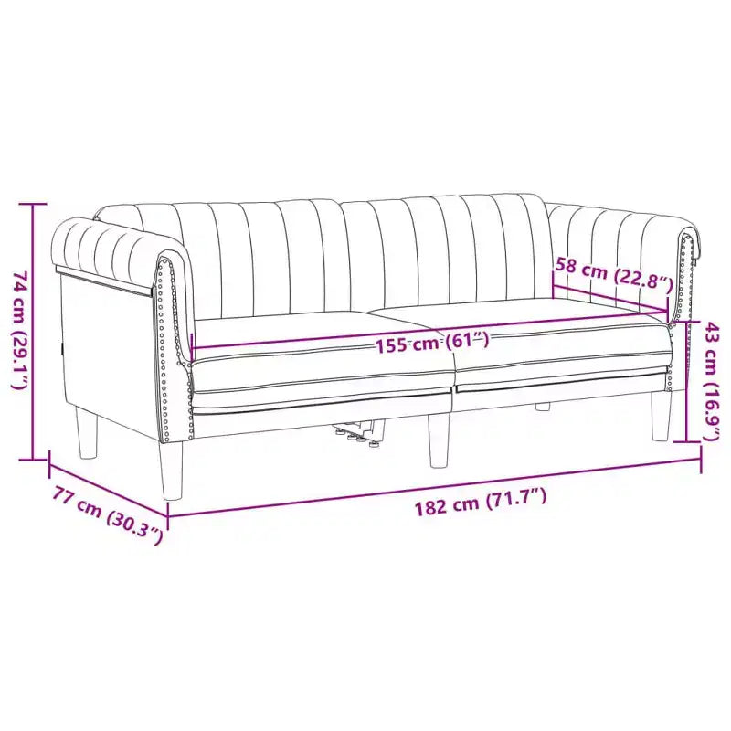 vidaXL Velvet Sofa Set - 2pc Brown Settee and Armchair, Modern Living Room Furniture with Sturdy Legs and Plush Comfort
