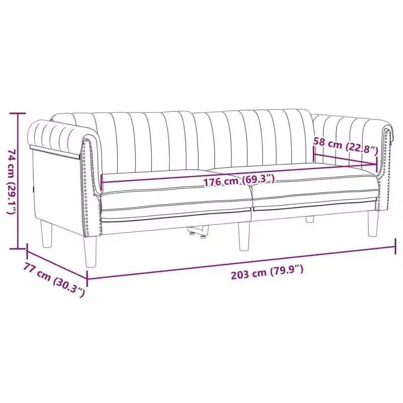 vidaXL Velvet Sofa Set - 2pc Brown Settee and Armchair, Modern Living Room Furniture with Sturdy Legs and Plush Comfort