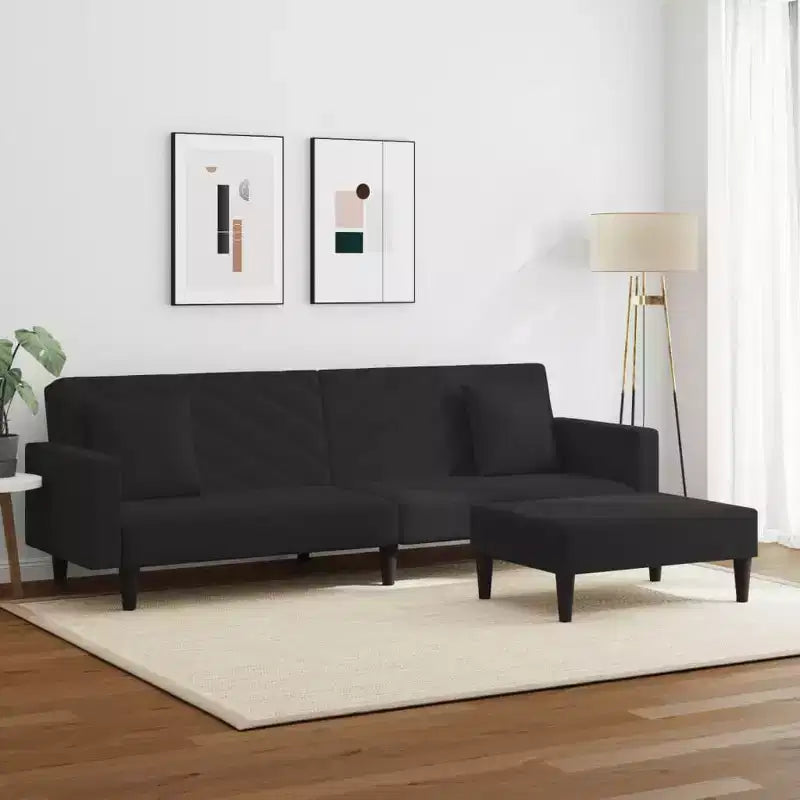 vidaXL Sofa Set Black Velvet (100% polyester), wood, plastic Large