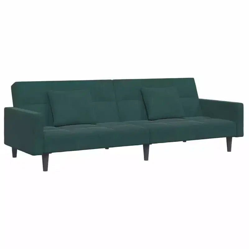 vidaXL 2-Seater Sofa Bed with Footstool - Dark Green Velvet, Convertible, Ideal for Living Rooms, Home Theatres, Apartments