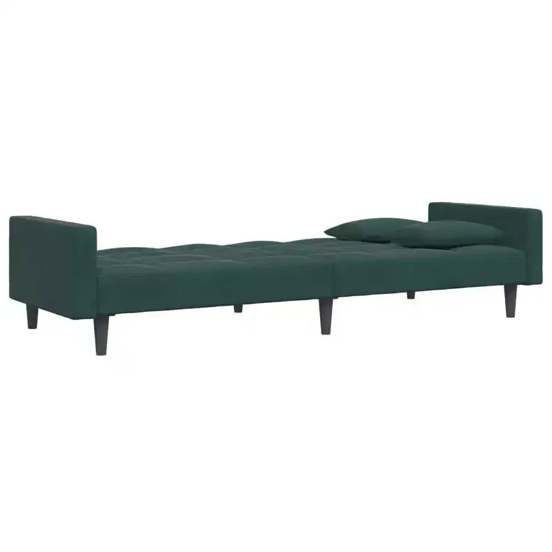 vidaXL 2-Seater Sofa Bed with Footstool - Dark Green Velvet, Convertible, Ideal for Living Rooms, Home Theatres, Apartments