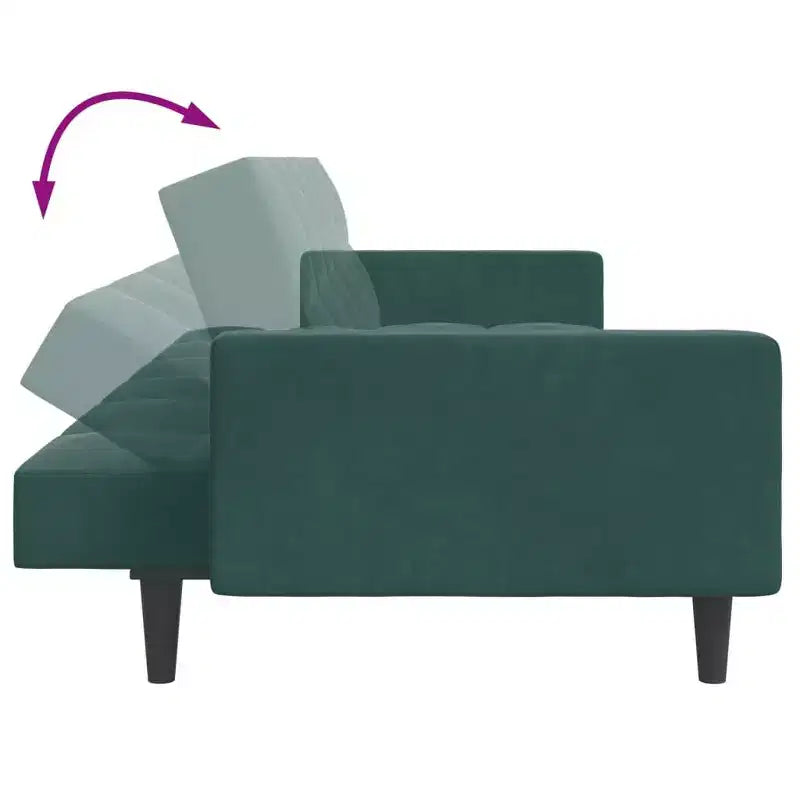 vidaXL 2-Seater Sofa Bed with Footstool - Dark Green Velvet, Convertible, Ideal for Living Rooms, Home Theatres, Apartments
