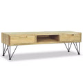 vidaXL TV Cabinet Natural Wood Recycled Solid Teak, Wrought Iron