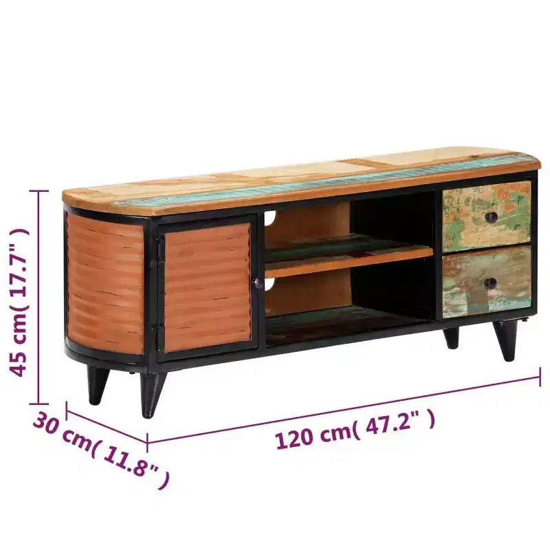 vidaXL TV Cabinet Multicolor with natural wood grain