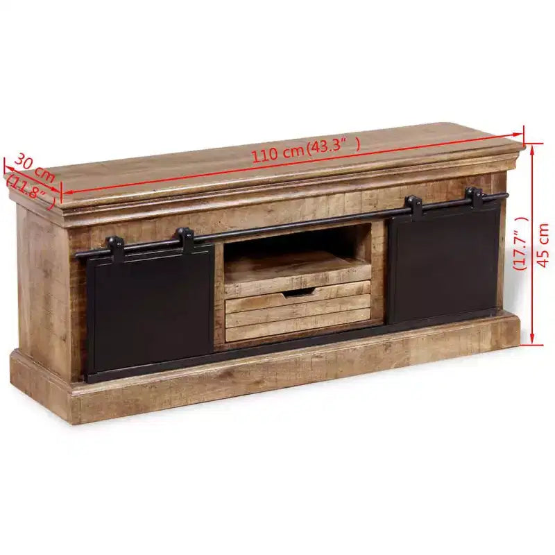 vidaXL Meuble TV multicolore en bois de manguier massif 110 x 30 x 45 cm