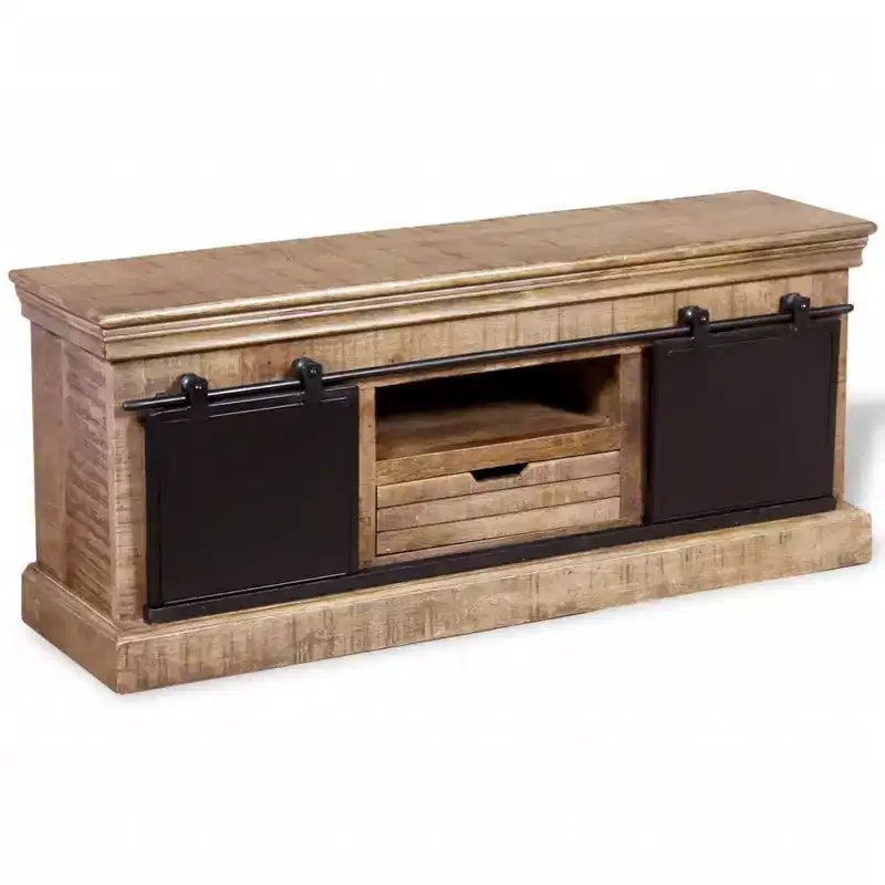 vidaXL Meuble TV multicolore en bois de manguier massif 110 x 30 x 45 cm