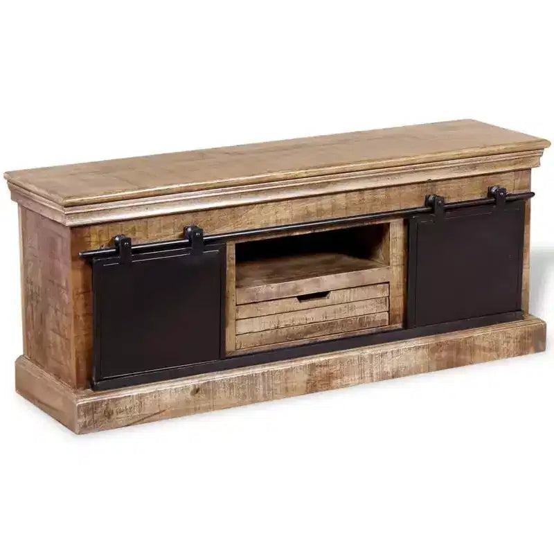 vidaXL Meuble TV multicolore en bois de manguier massif 110 x 30 x 45 cm