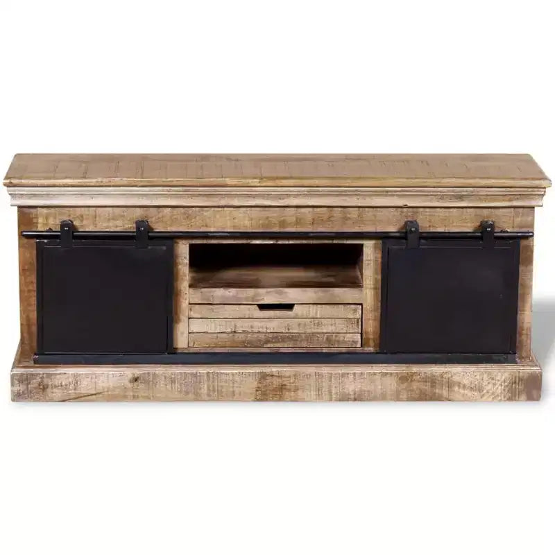 vidaXL Meuble TV multicolore en bois de manguier massif 110 x 30 x 45 cm