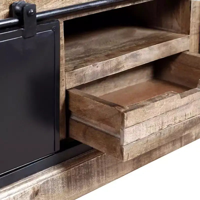 vidaXL Meuble TV multicolore en bois de manguier massif 110 x 30 x 45 cm
