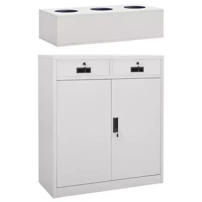 vidaXL Cabinet With Planter Box Light Grey Steel and Tempered Glass Medium