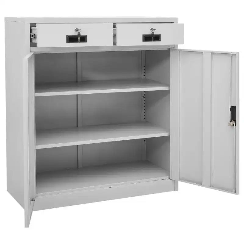 vidaXL Cabinet With Planter Box Light Grey Steel and Tempered Glass Medium