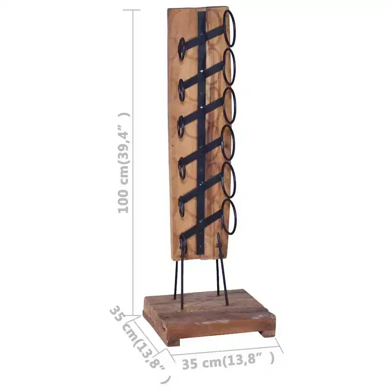 vidaXL Wine Rack for 6 Bottles 13.8x13.8x39.4 Solid Teak Wood