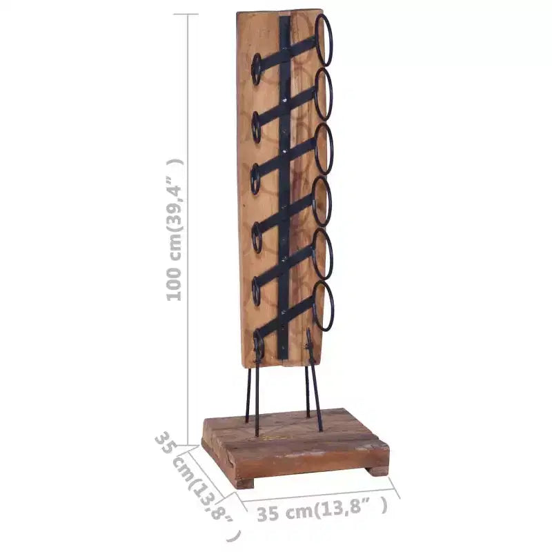 vidaXL Wine Rack for 6 Bottles 13.8x13.8x39.4 Solid Teak Wood