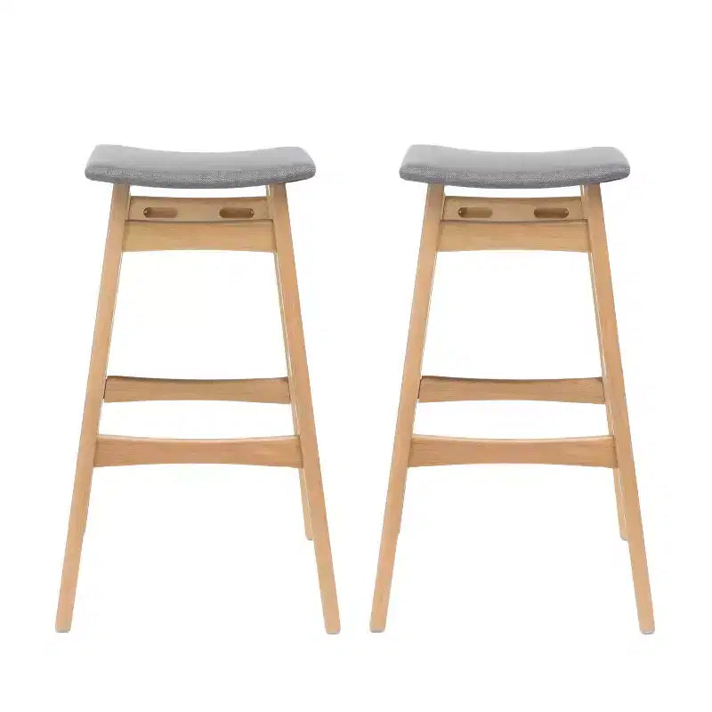 GDFStudio Elise Mid-Century Modern Fabric Upholstered 29.5 Inch Backless Barstools (Set of 2)