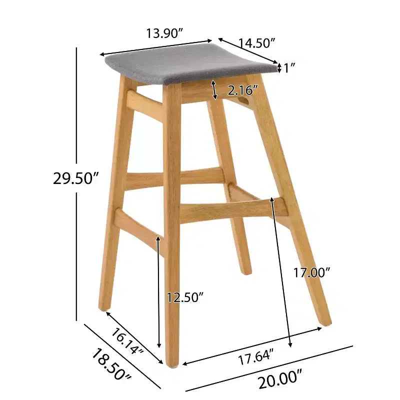 GDFStudio Elise Mid-Century Modern Fabric Upholstered 29.5 Inch Backless Barstools (Set of 2)