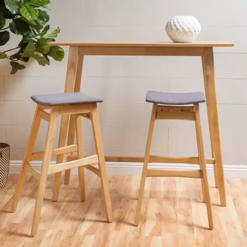 GDFStudio Elise Mid-Century Modern Fabric Upholstered 29.5 Inch Backless Barstools (Set of 2)