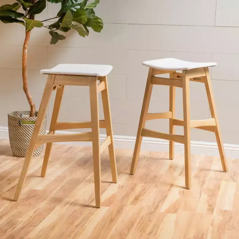 GDFStudio Elise Mid-Century Modern Fabric Upholstered 29.5 Inch Backless Barstools (Set of 2)