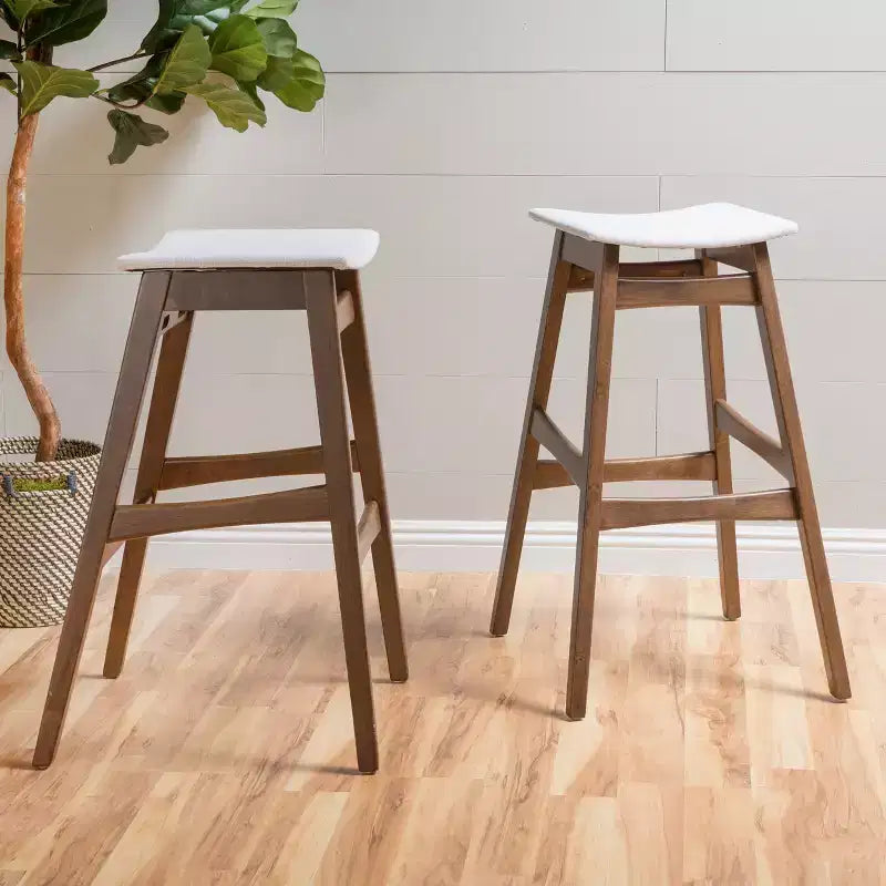 GDFStudio Elise Mid-Century Modern Fabric Upholstered 29.5 Inch Backless Barstools (Set of 2)