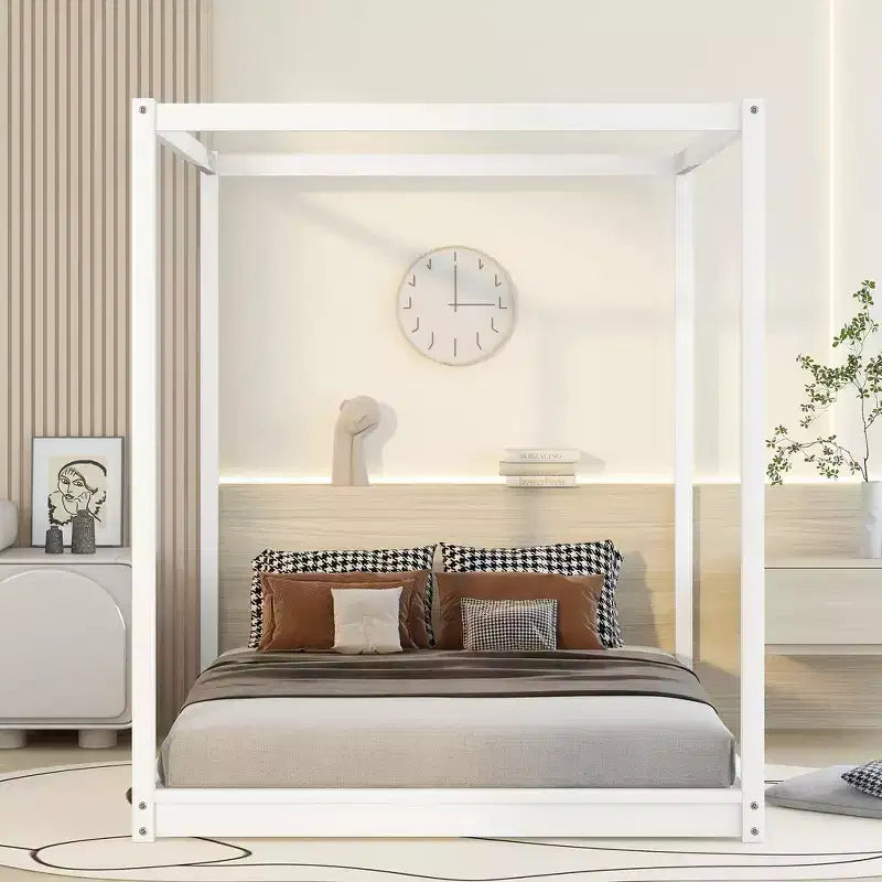 Whisen Queen Size Canopy Platform Bed with Support Legs